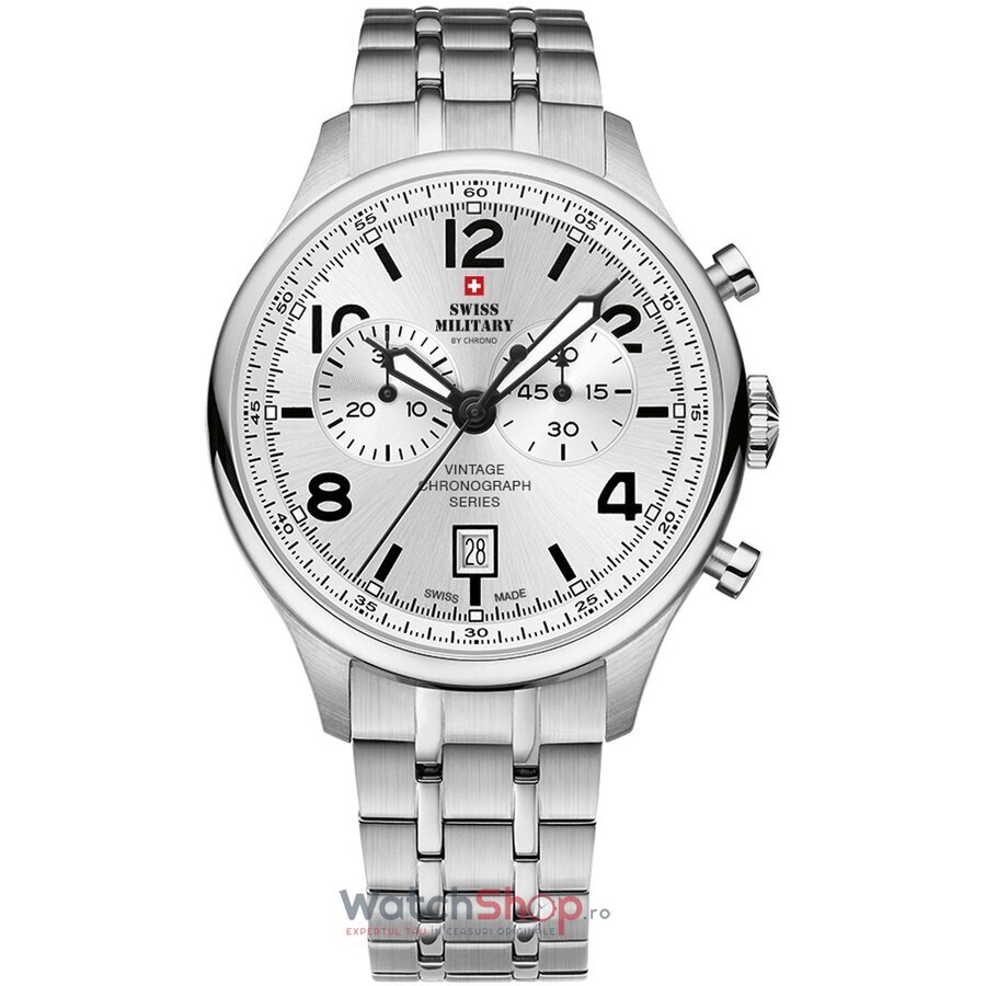 Ceas Original Swiss Military Sport Argintiu by Chrono SM30192.02 pentru Barbati cu Comanda Online