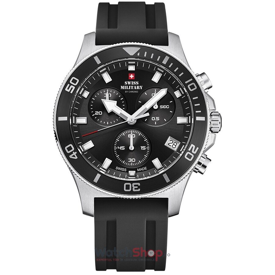 Ceas Original Swiss Military Sport Negru by Chrono SM34067.07 Cronograf pentru Barbati cu Comanda Online