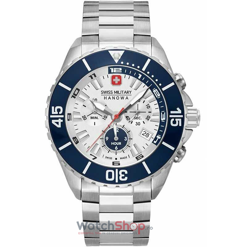 Ceas Original Swiss Military Hanowa Sport Argintiu AMBASSADOR 06-5341.04.001 pentru Barbati cu Comanda Online