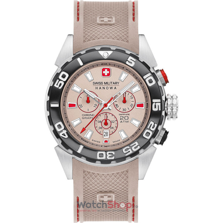 Ceas Original Swiss Military Hanowa Sport Bej HANOWA 06-4324.04.014 Scuba Diver pentru Barbati cu Comanda Online