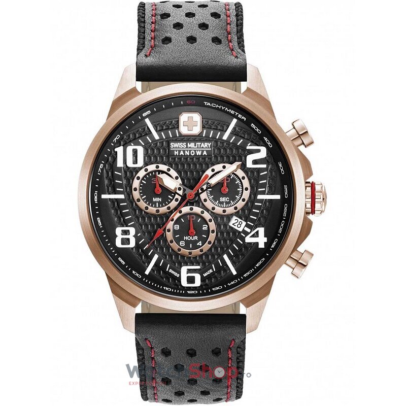 Ceas Original Swiss Military Hanowa Sport Negru AIRMAN 06-4328.09.007 pentru Barbati cu Comanda Online