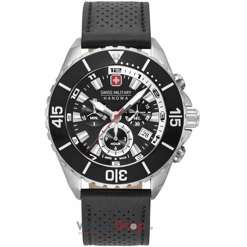 Ceas Original Swiss Military Hanowa Sport Negru AMBASSADOR 06-4341.04.007 pentru Barbati cu Comanda Online