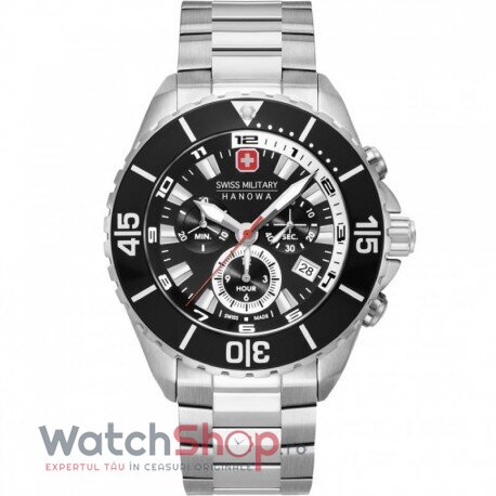 Ceas Original Swiss Military Hanowa Sport Negru AMBASSADOR 06-5341.04.007 Chronograph pentru Barbati cu Comanda Online