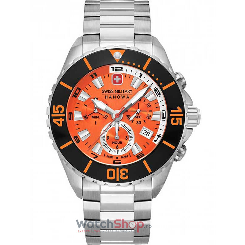 Ceas Original Swiss Military Hanowa Sport Portocaliu AMBASSADOR 06-5341.04.079 pentru Barbati cu Comanda Online