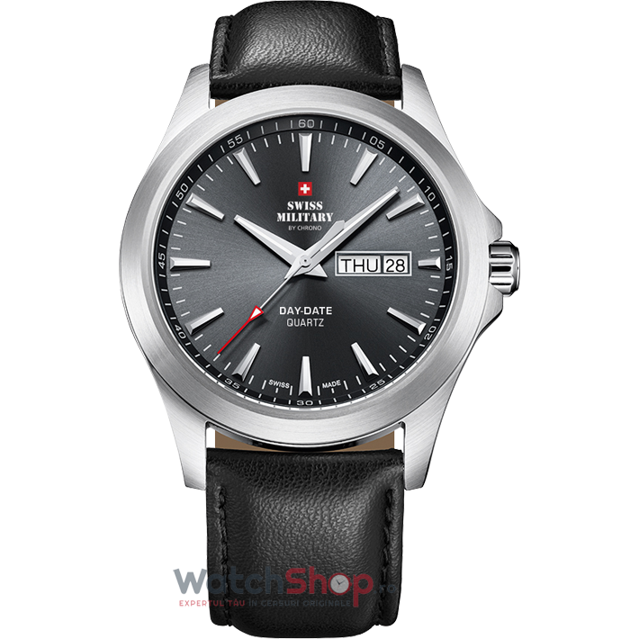 Ceas Original Swiss Military by Chrono Casual Negru DAY-DATE SMP36040.08 pentru Barbati cu Comanda Online