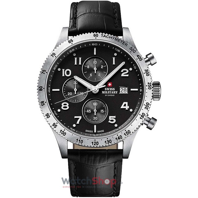 Ceas Original Swiss Military by Chrono Casual Negru S SM34084.05 Cronograf pentru Barbati cu Comanda Online