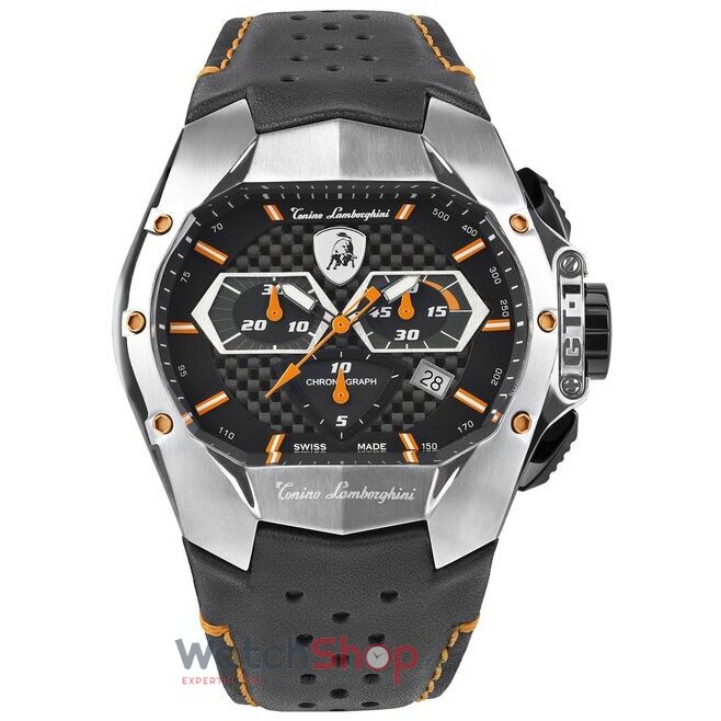 Ceas Original Tonino Lamborghini Lux Negru GT1 T9GB-SS Cronograf pentru Barbati cu Comanda Online