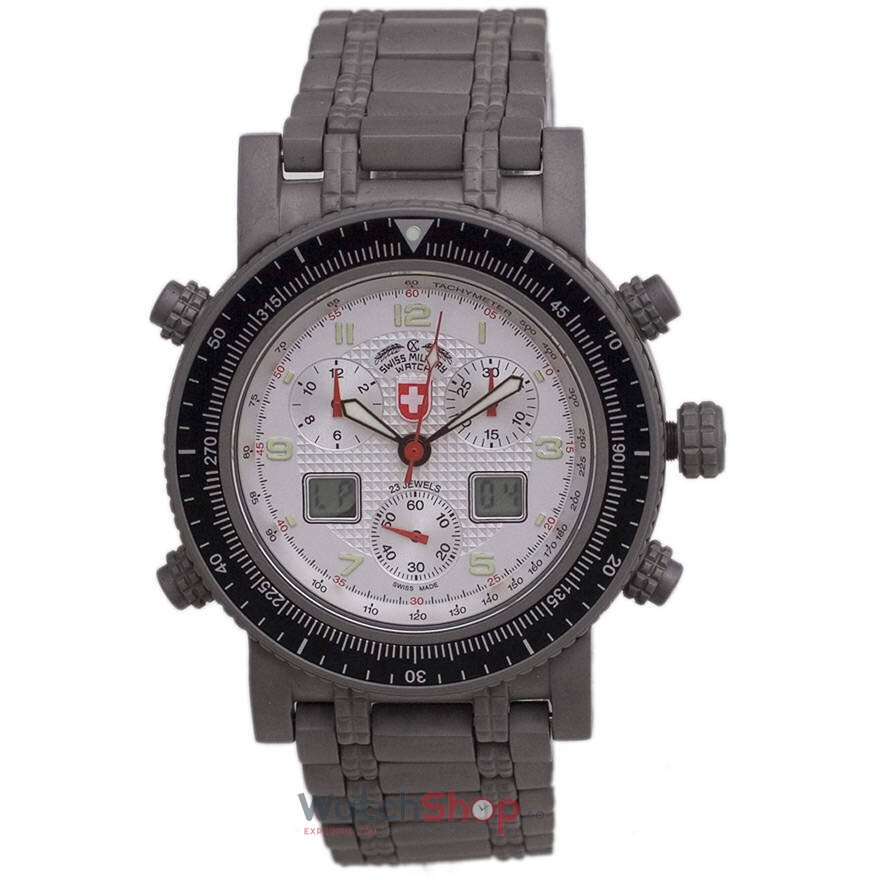 Ceas Outdoor Swiss Military Barbatesc 1745 Delta Force Alb Quartz Original cu Comanda Online