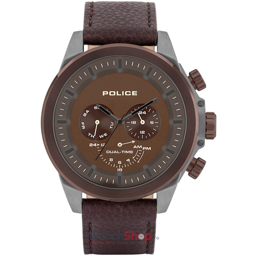 Ceas Police Original Barbatesc Fashion Maro BELMONT PL15970JSUBZ.12 Dual Time Quartz cu Comanda Online