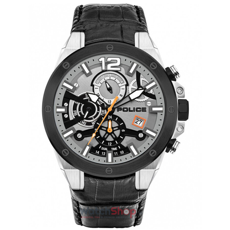 Ceas Police Original Barbatesc Sport Gri SAIHO PL15711JSTB.04 Dual Time Quartz cu Comanda Online