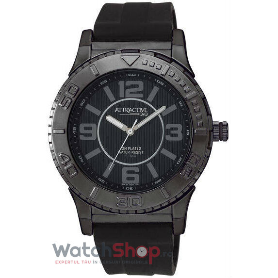 Ceas Q&Q Casual-Sport Barbatesc ATTRACTIVE DA34J505Y STYLISH- Negru Quartz cu Comanda Online