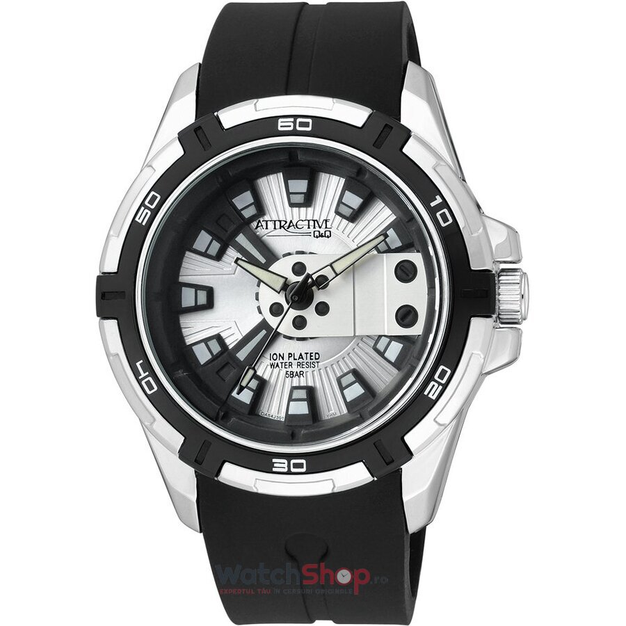 Ceas Q&Q Casual-Sport Barbatesc ATTRACTIVE DA54J301Y GT COUPE Argintiu Quartz cu Comanda Online