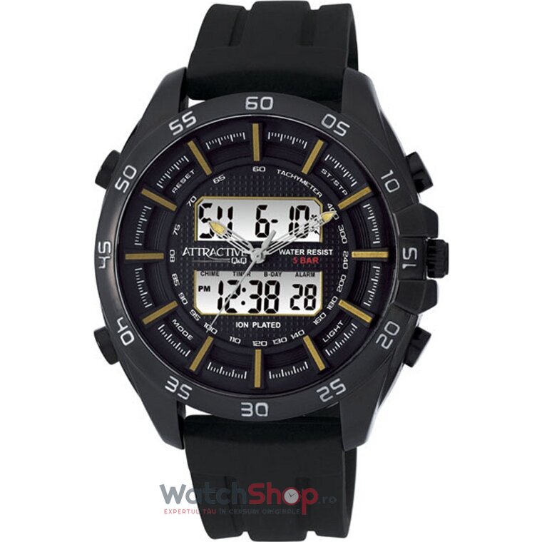 Ceas Q&Q Casual-Sport Barbatesc ATTRACTIVE DE08J512Y GT COUPE Negru Quartz cu Comanda Online