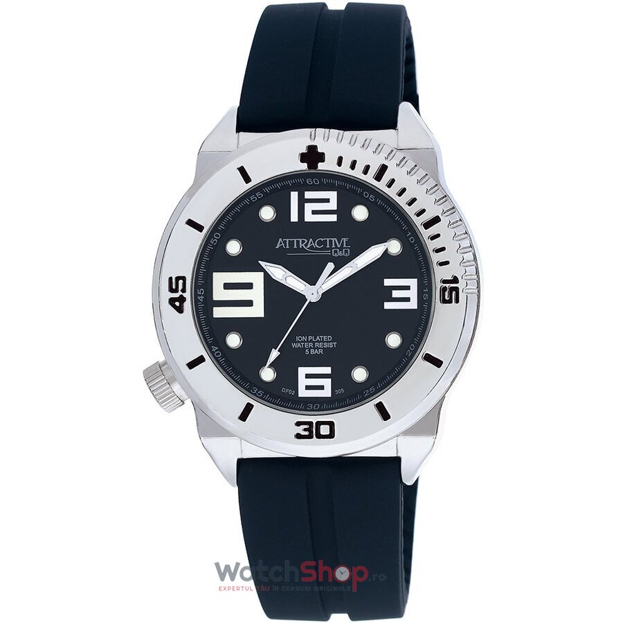 Ceas Q&Q Casual-Sport Barbatesc STYLISH-DF02J305Y Negru Quartz cu Comanda Online