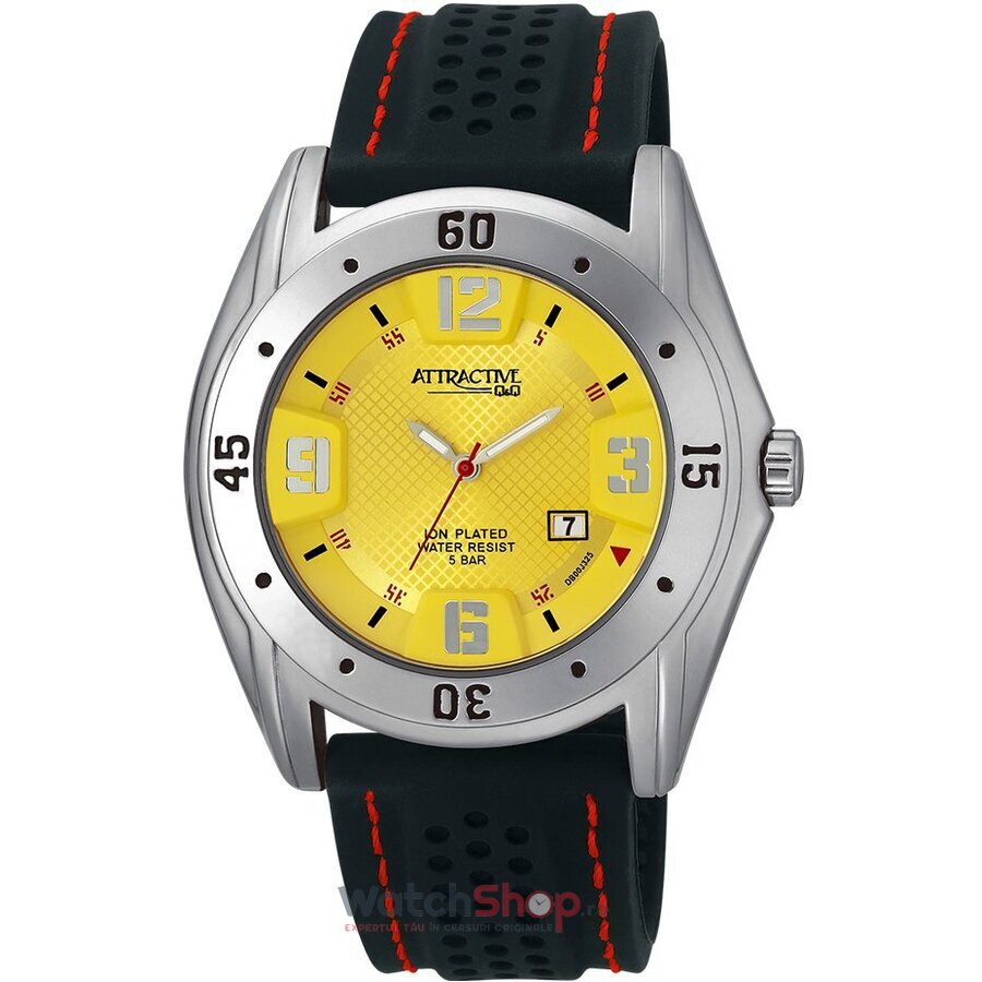 Ceas Q&Q Sport Barbatesc STYLISH-DB00J325Y Galben Quartz cu Comanda Online