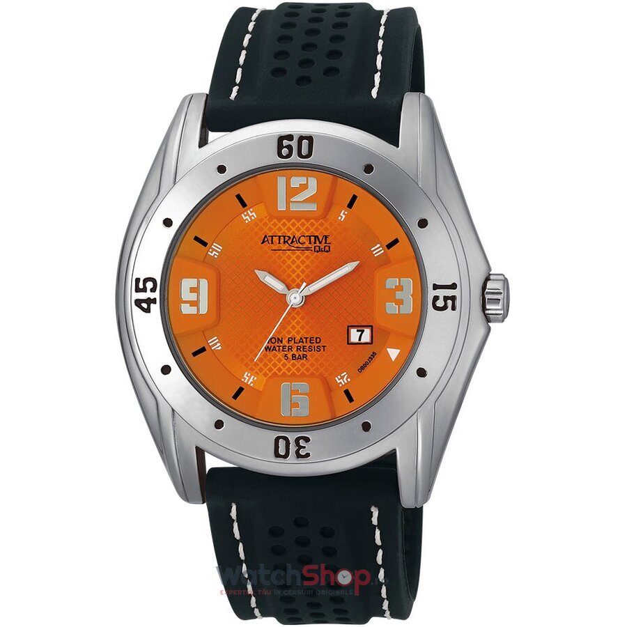 Ceas Q&Q Sport Barbatesc STYLISH-DB00J335Y Portocaliu Quartz cu Comanda Online