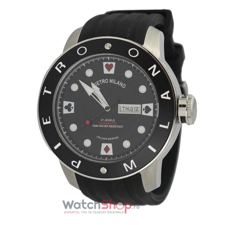 Ceas Sport Pietro Milano Barbatesc PMP.BRSA.301 Negru Automatic Original cu Comanda Online