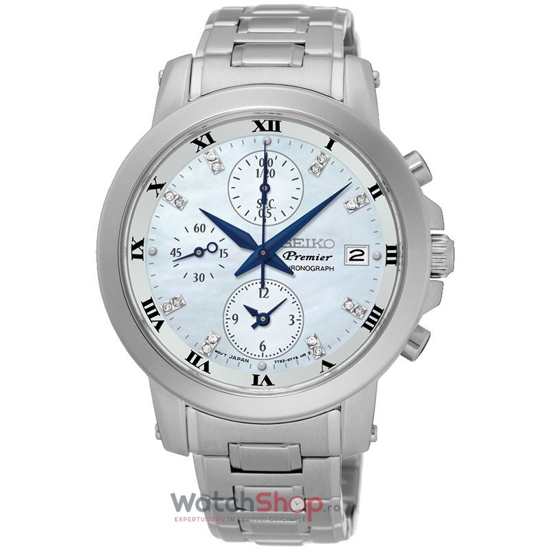 Ceas Sport Seiko PREMIER SNDV59P1 Cronograf Albastru de Dama Original cu Comanda Online