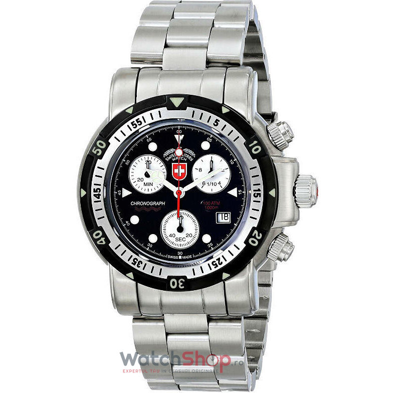 Ceas Sport Swiss Military Barbatesc SEAWOLF I 1726 Negru Quartz Original cu Comanda Online