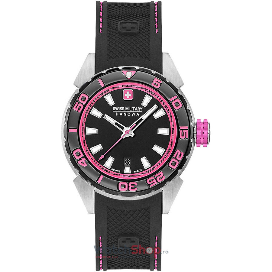 Ceas Sport Swiss Military Hanowa HANOWA 06-6323.04.007 Scuba Diver Negru de Dama Original cu Comanda Online