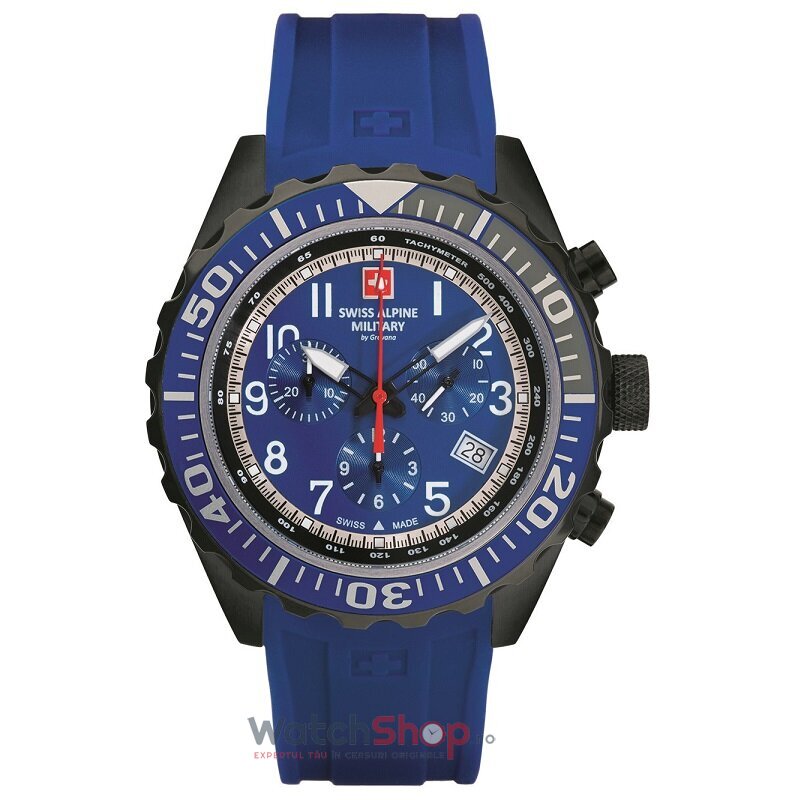 Ceas Swiss Alpine Military Original Barbatesc Sport Albastru BY GROVANA SAM7076.9875 Cronograf Quartz cu Comanda Online