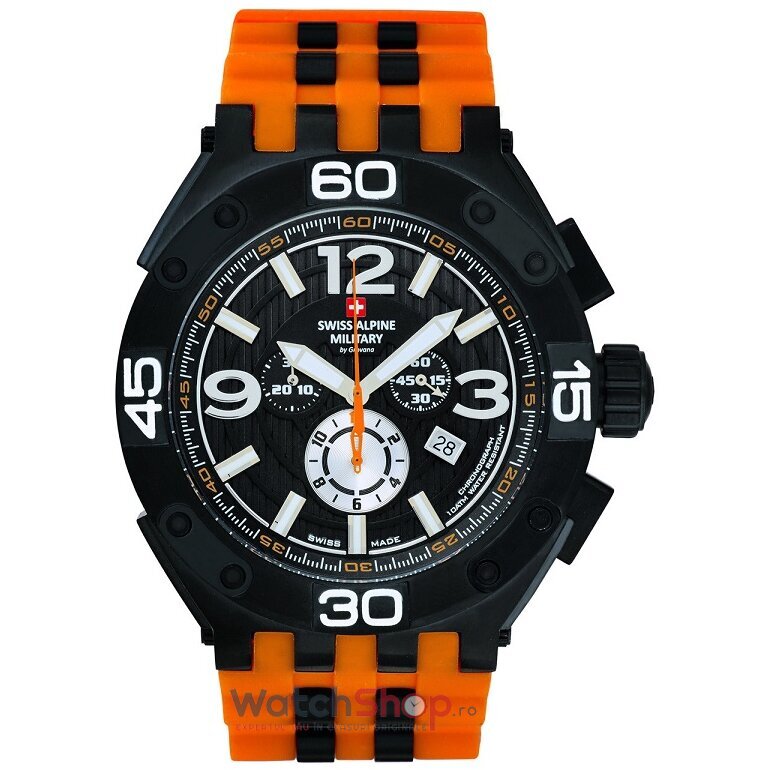 Ceas Swiss Alpine Military Original Barbatesc Sport Negru 7032.9879 Cronograf Quartz cu Comanda Online