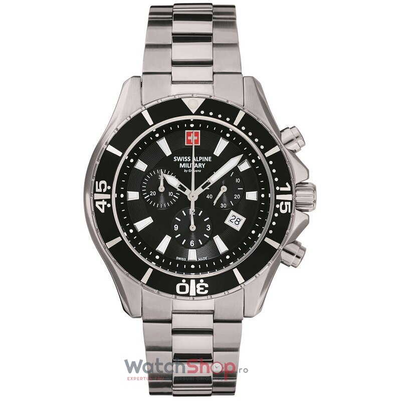 Ceas Swiss Alpine Military Original Barbatesc Sport Negru 7040.9137 Cronograf Quartz cu Comanda Online