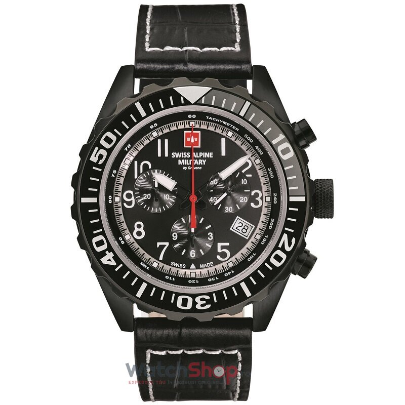 Ceas Swiss Alpine Military Original Barbatesc Sport Negru 7076.9577 Cronograf Quartz cu Comanda Online