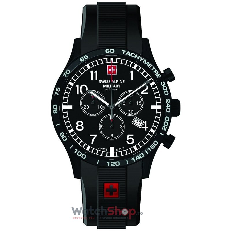 Ceas Swiss Alpine Military Original Barbatesc Sport Negru BY GROVANA SAM1746.9177 Cronograf Quartz cu Comanda Online