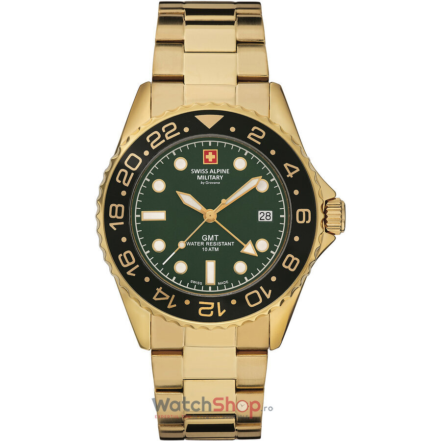 Ceas Swiss Alpine Military Original Sport Verde pentru Barbati BY GROVANA 7052.1114 GMT cu Comanda Online