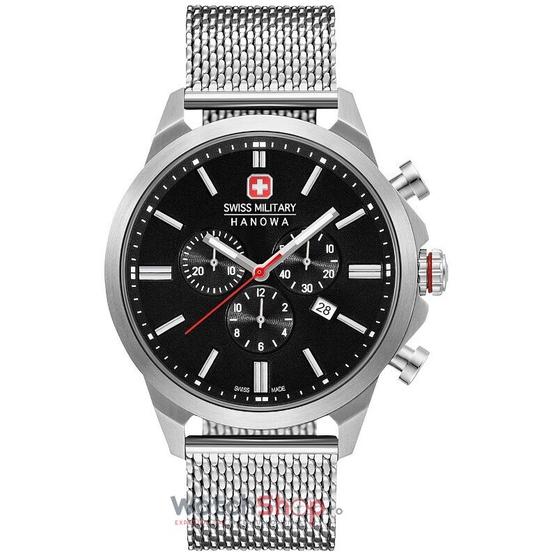 Ceas Swiss Military Original Barbatesc Casual Negru by HANOWA 06-3332.04.007 Chrono II Quartz cu Comanda Online