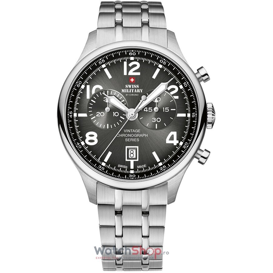 Ceas Swiss Military Original Barbatesc Sport Gri inchis by Chrono SM30192.01 Quartz cu Comanda Online