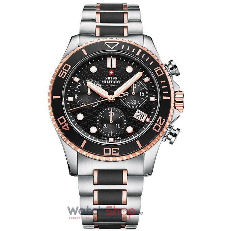 Ceas Swiss Military Original Barbatesc Sport Negru by Chrono SM34051.03 Chronograf Quartz cu Comanda Online