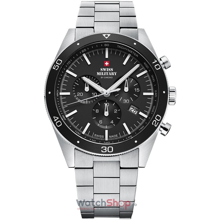 Ceas Swiss Military Original Barbatesc Sport Negru by Chrono SM34079.01 Cronograf Quartz cu Comanda Online