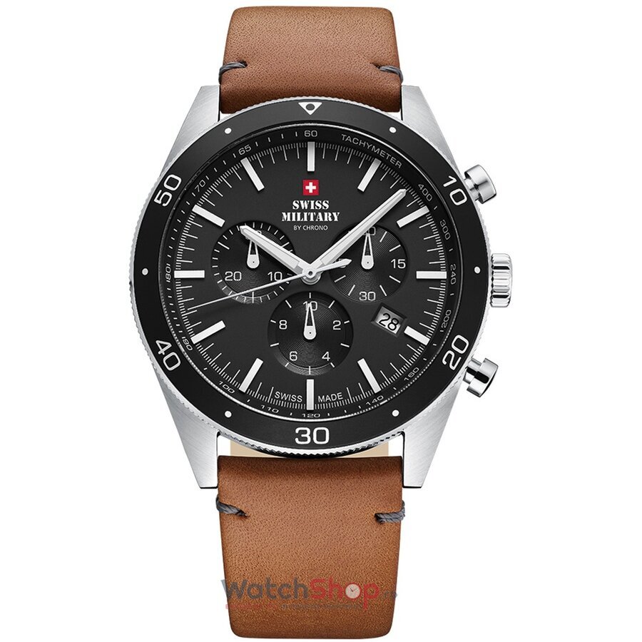 Ceas Swiss Military Original Barbatesc Sport Negru by Chrono SM34079.04 Cronograf Quartz cu Comanda Online