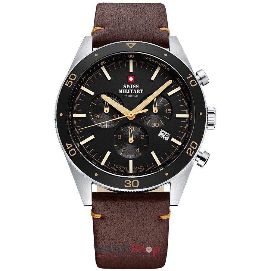 Ceas Swiss Military Original Barbatesc Sport Negru by Chrono SM34079.06 Cronograf Quartz cu Comanda Online