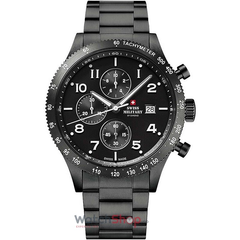 Ceas Swiss Military by Chrono Original Barbatesc Casual Negru S SM34084.03 Cronograf Quartz cu Comanda Online