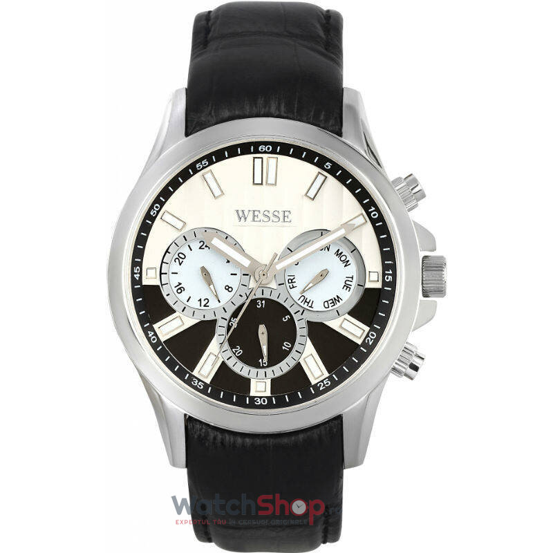 Ceas WESSE Original Barbatesc Casual Argintiu ELABORATE WWG200304 Quartz cu Comanda Online