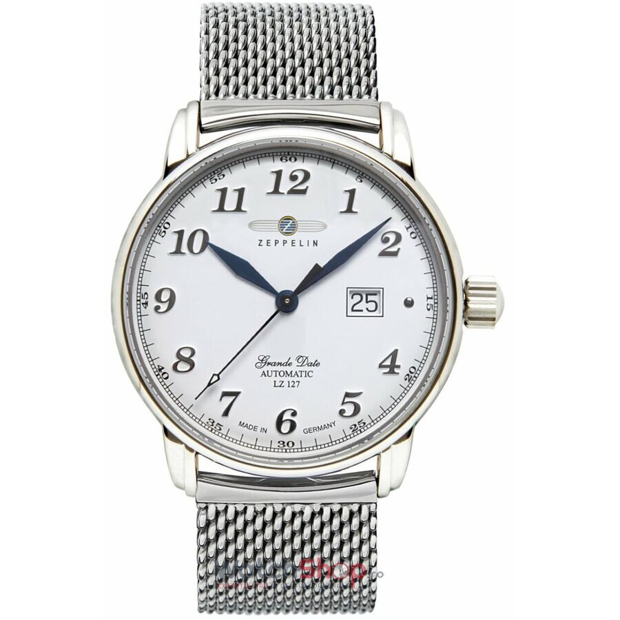 Ceas Zeppelin Original Barbatesc Casual Alb LZ127 Graf 7652M-1 Automatic cu Comanda Online