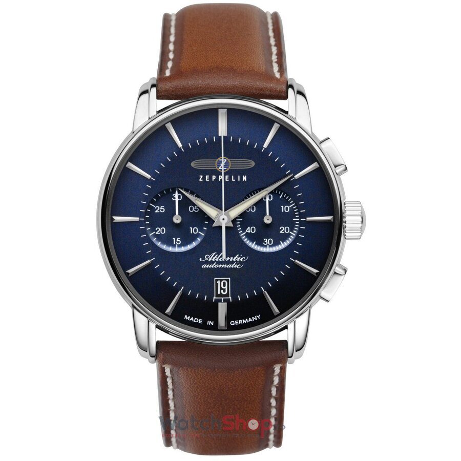 Ceas Zeppelin Original Barbatesc Casual Albastru ATLANTIC 8422-3 Cronograf Automatic cu Comanda Online