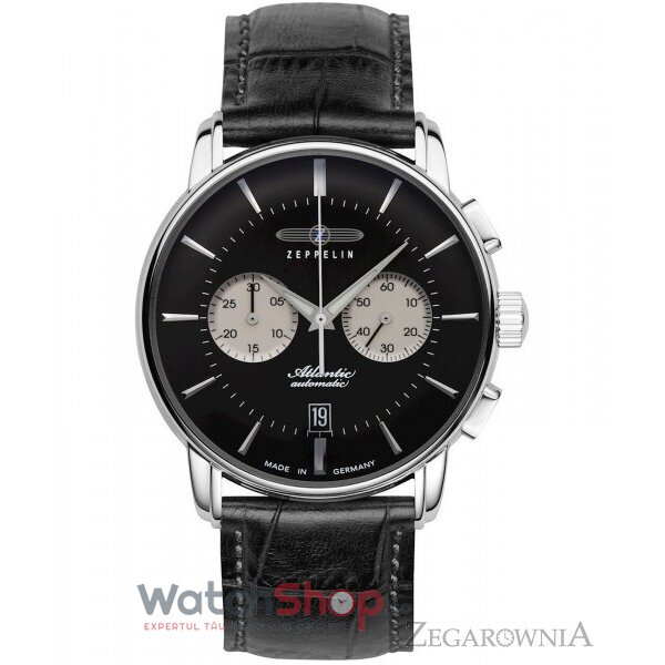 Ceas Zeppelin Original Barbatesc Casual Negru ATLANTIC 8422-2 Cronograf Automatic cu Comanda Online