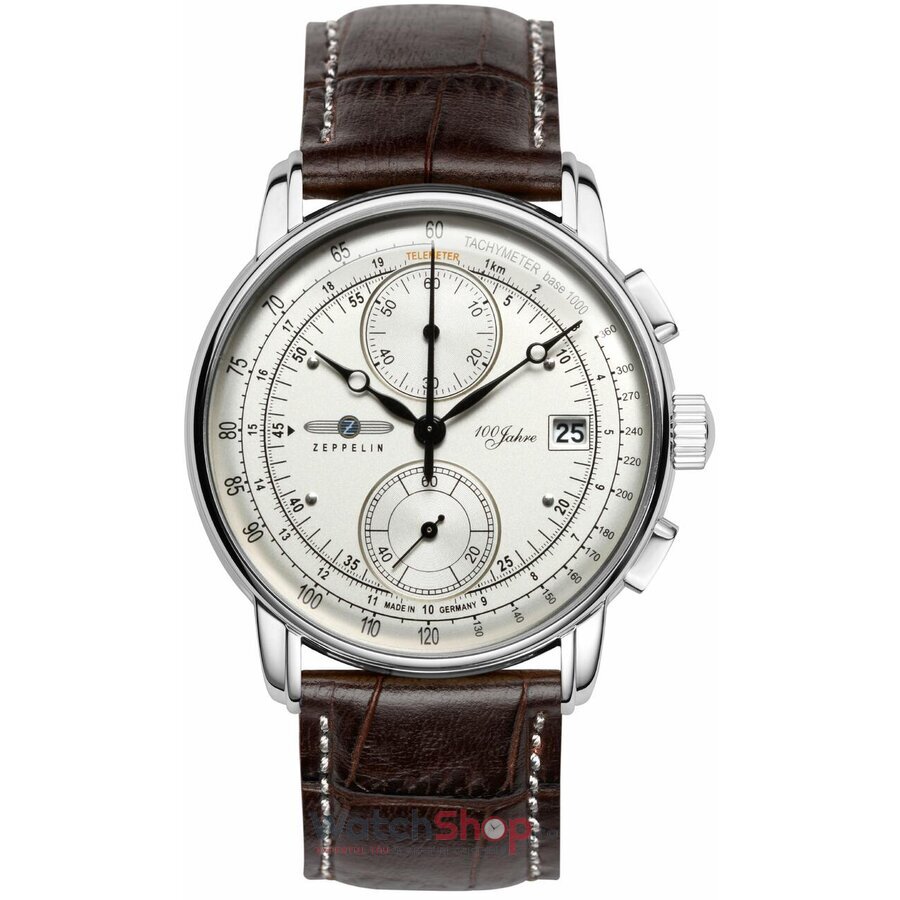 Ceas Zeppelin Original Barbatesc Sport Argintiu 100 YEARS 8670-1 Cronograf Quartz cu Comanda Online