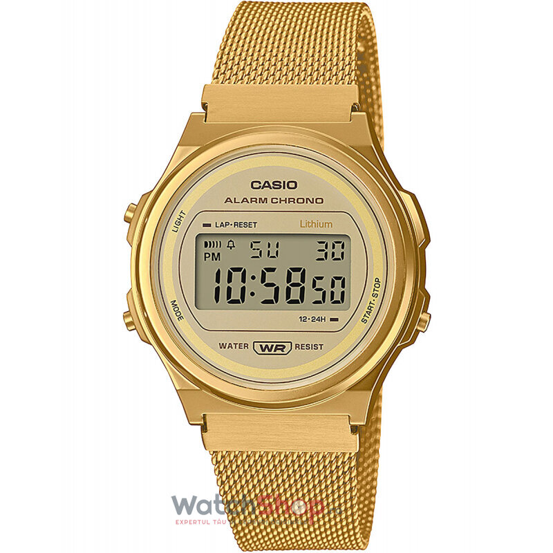 Ceas de Mana Casio Casual-Sport Auriu VINTAGE A171WEMG-9AEF pentru Barbati cu Comanda Online