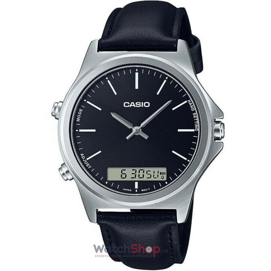 Ceas de Mana Casio Elegant Negru GENERAL MTP-VC01L-1EUDF pentru Barbati cu Comanda Online