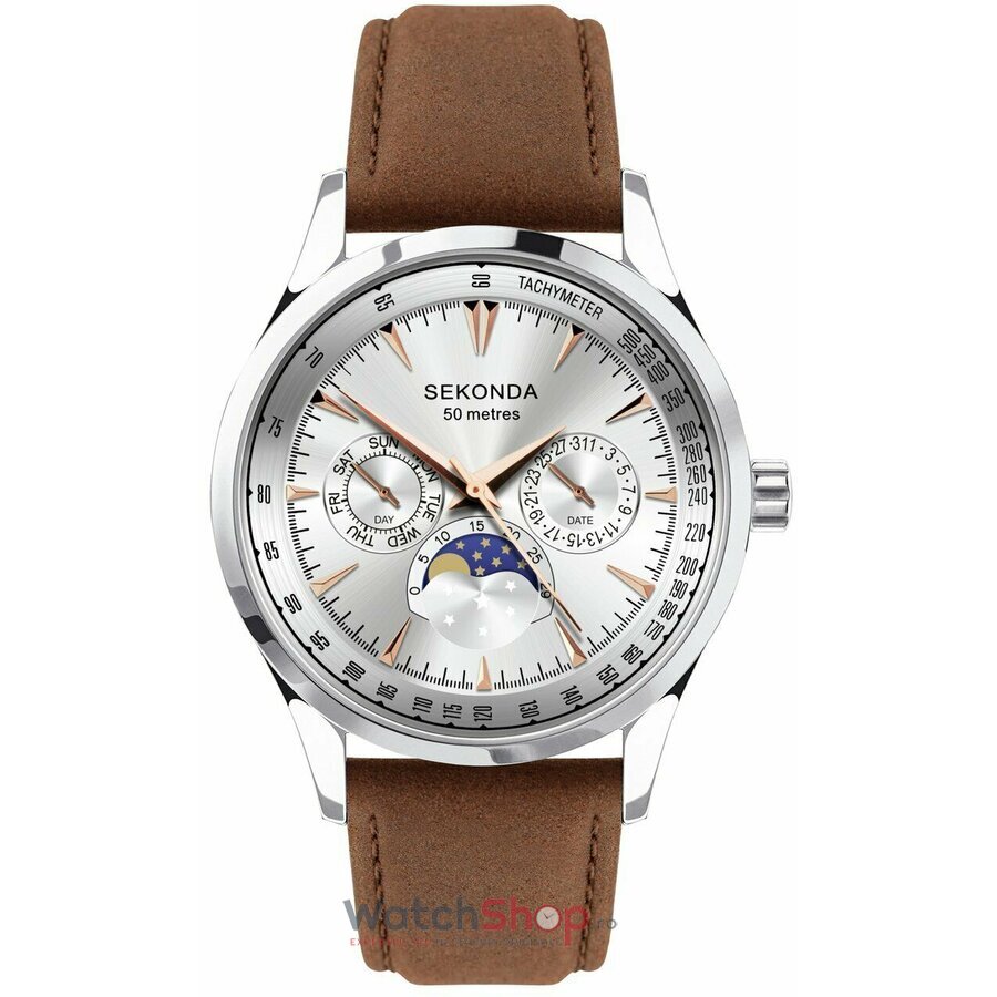 Ceas de Mana Sekonda Elegant Argintiu 1856 pentru Barbati cu Comanda Online