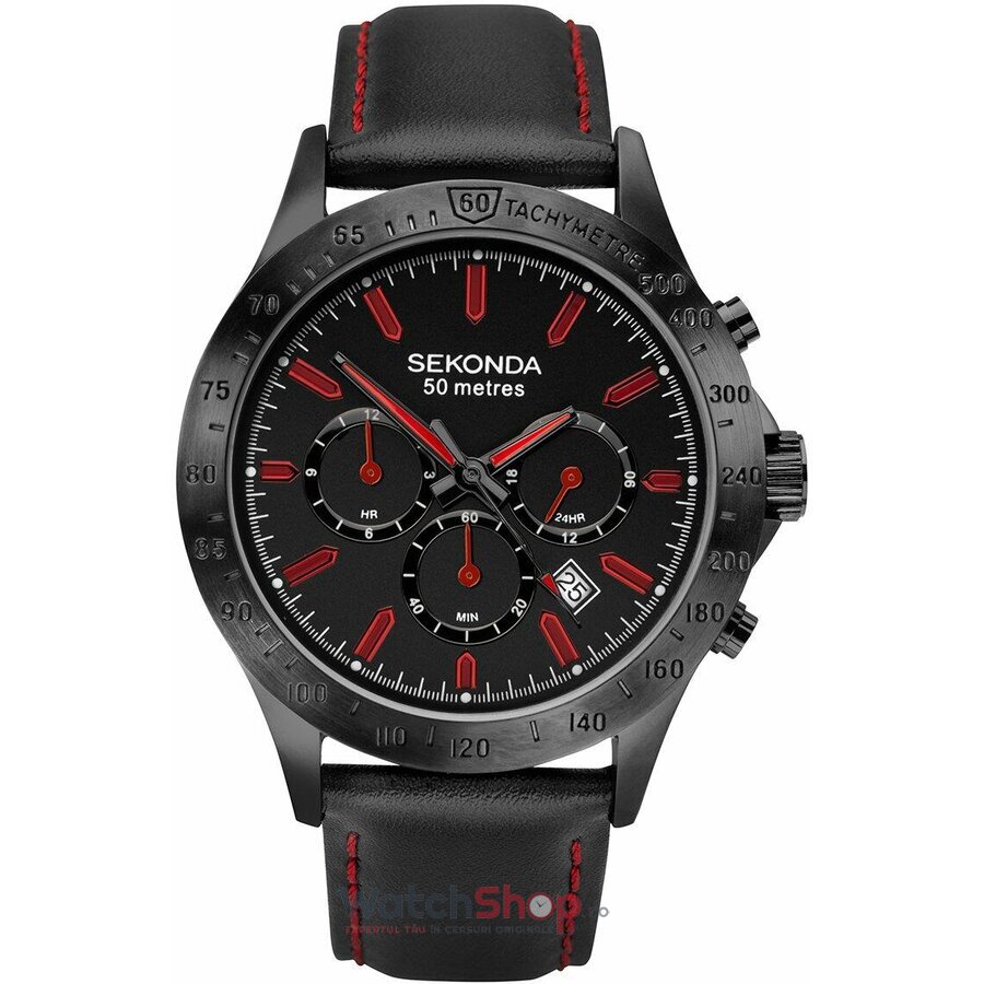 Ceas de Mana Sekonda Sport Negru 1652 Dual Time pentru Barbati cu Comanda Online