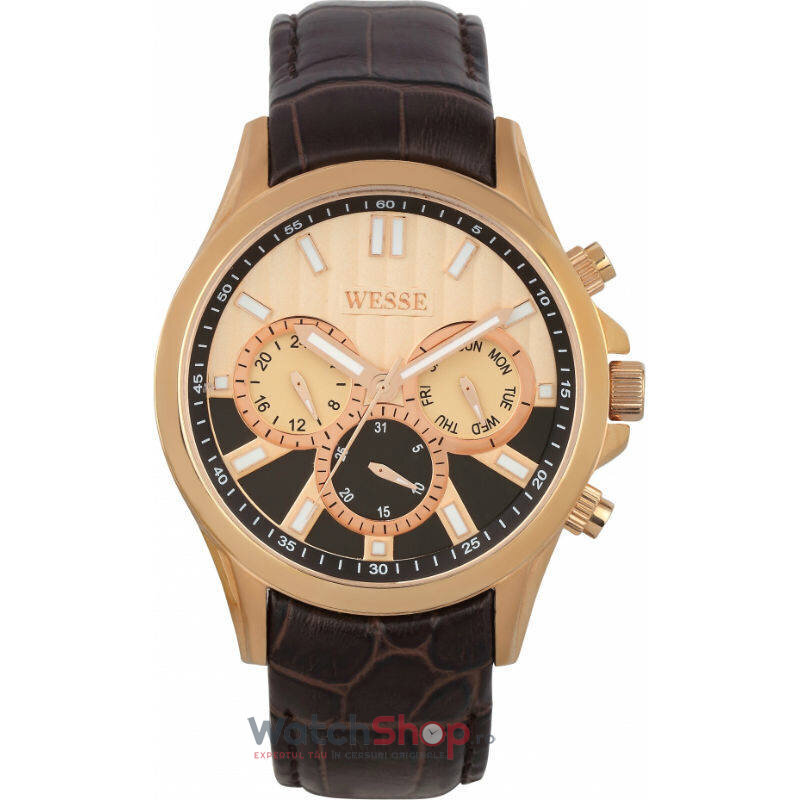 Ceas de Mana WESSE Casual Aur roz ELABORATE WWG200302 pentru Barbati cu Comanda Online